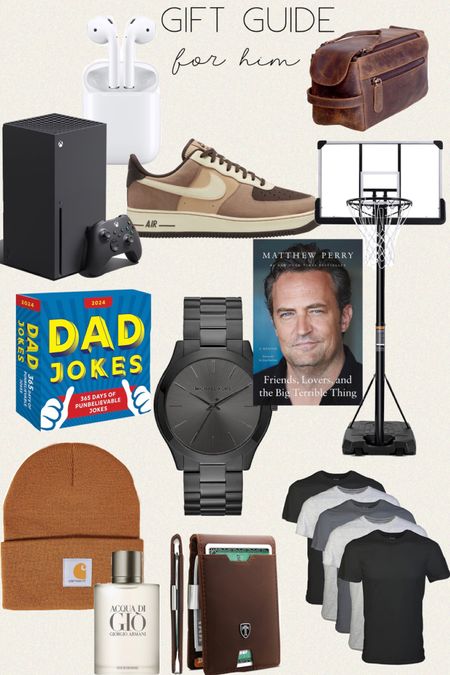 Gift Guide / Gift Ideas / Gift for him / Christmas gift ideas/ Gift guide for him / Christmas gifts for husband / dad / boyfriend / fiancé/ friend / bff 
dad jokes / michael kors watch / carhartt beanie / matthew perry Friends, Lovers, and the Big Terrible Thing / Giorgio Armani Acqua Di Gio / Xbox / Apple Air Pods / Nike Air 

#giftguide #christmas #giftforhim

#LTKGiftGuide #LTKHoliday #LTKHolidaySale