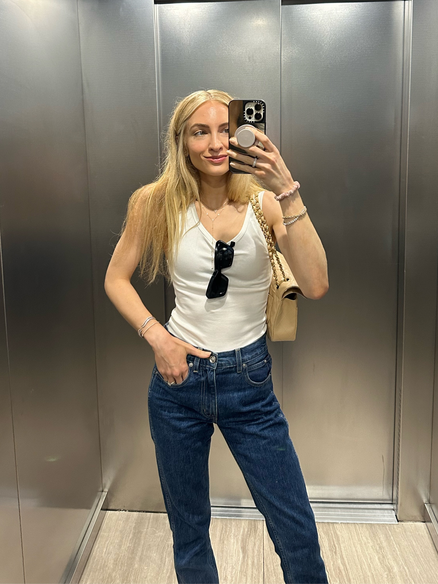 Easy outfit in Milan! 
Exact links below 🩷

Sizes worn here:
tank XS
Jeans 24

#LTKtravel #LTKSeasonal #LTKstyletip