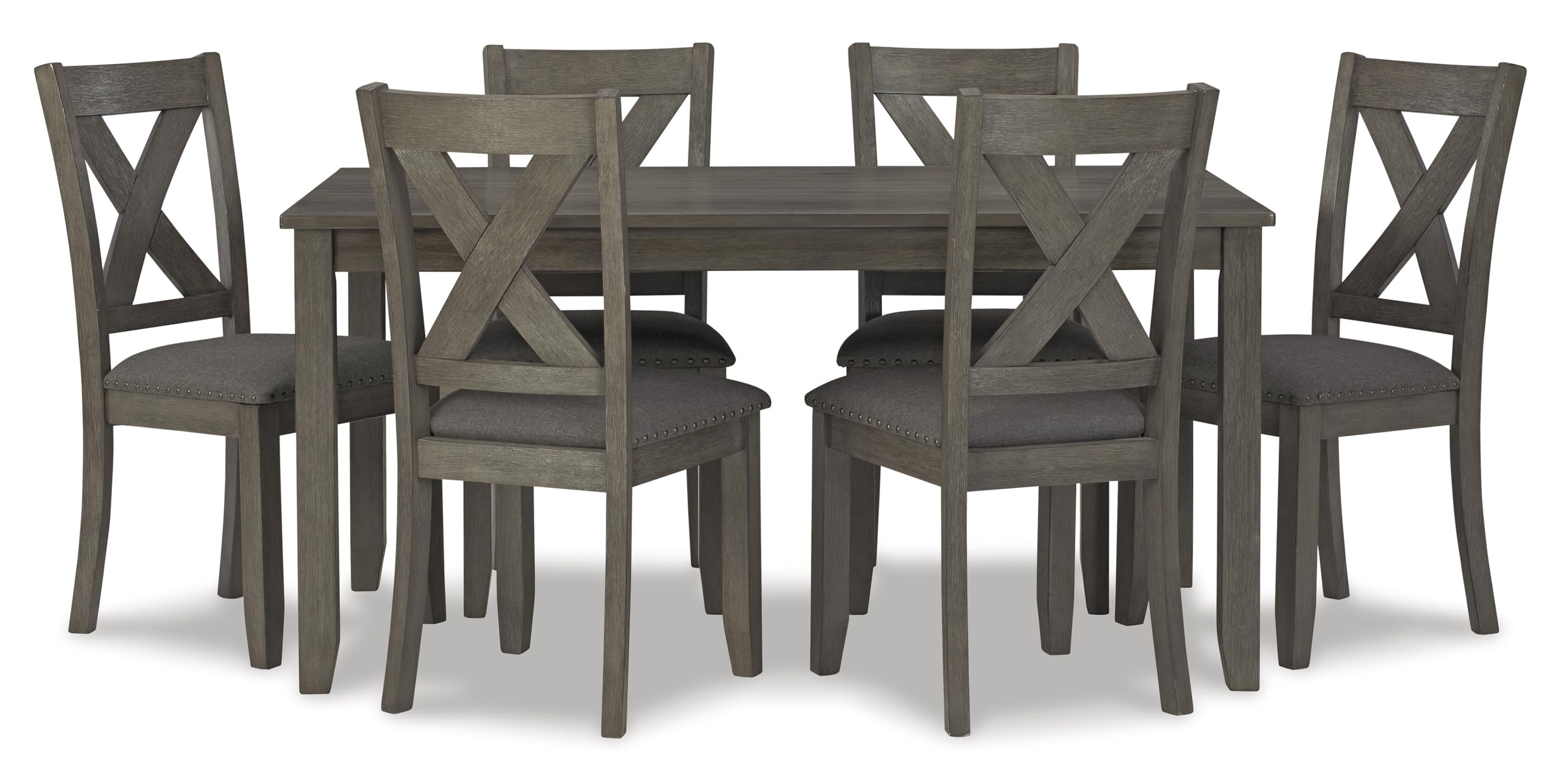 Signature Design by Ashley Caitbrook Rustic 7 Piece Dining Set, Include Table and 6 Chairs, Gray | Amazon (US)