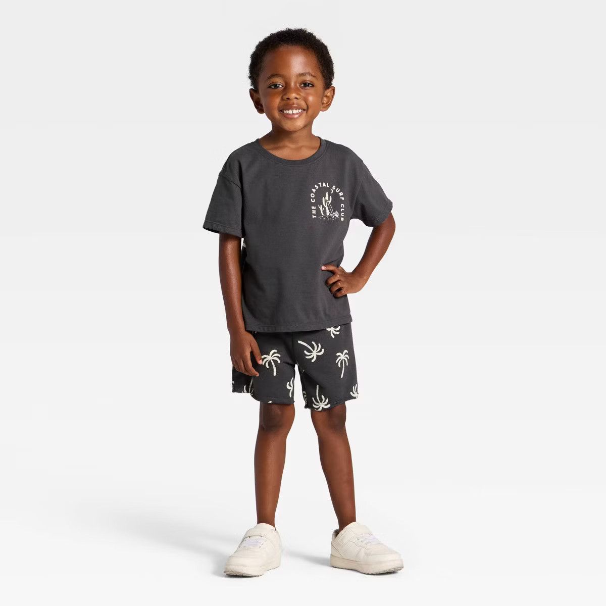 Grayson Mini Toddler Boys' French Terry Shorts and T-Shirt Set - Black 12M | Target