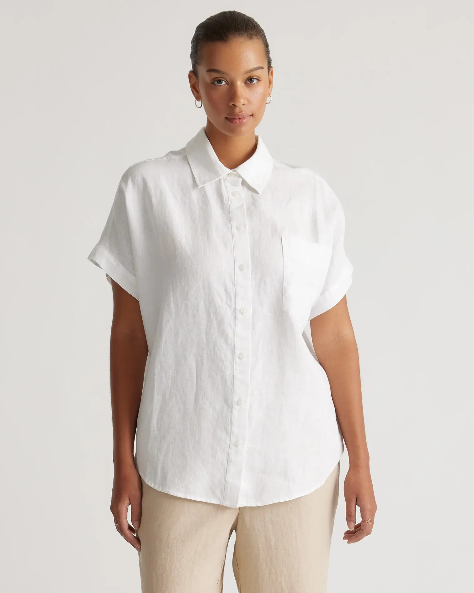 100% European Linen Camp Shirt in White | Quince