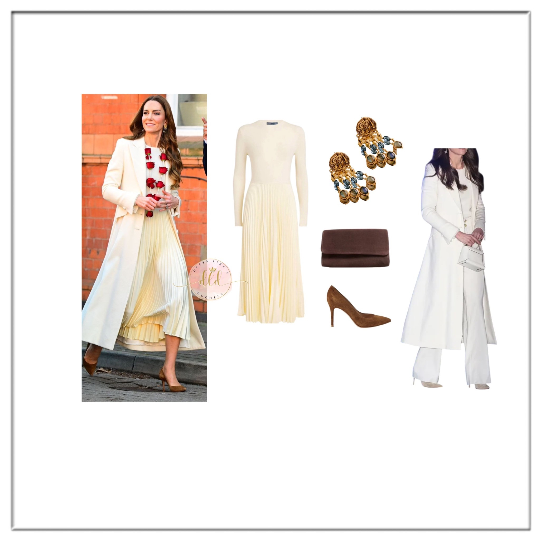 3/5/26 Kate Middleton spent the day celebrating the culture, community, and heritage of the British Indian community in Leicester wearing a Ralph Lauren dress + Chris Kerr coat 
