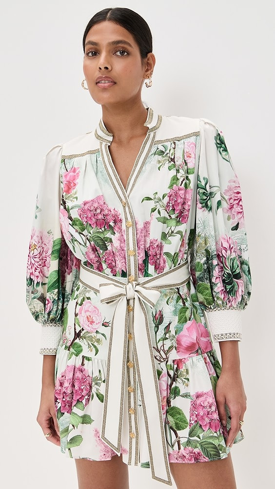 ALICE + OLIVIA Cora Voluminous Tiered Mini Shirt Dress | Shopbop | Shopbop