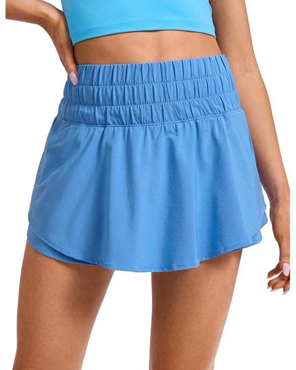 CRZ YOGA Ruffle Skirt Overlay Athletic Shorts for Women - High Waisted Flowy for Workout Running ... | Amazon (US)