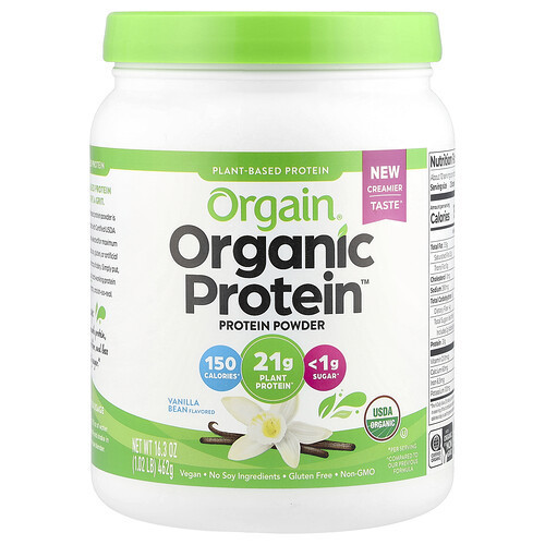 Orgain, Organic Protein™ Powder, Plant Based, Vanilla Bean, 1.02 lbs (462 g) | iHerb