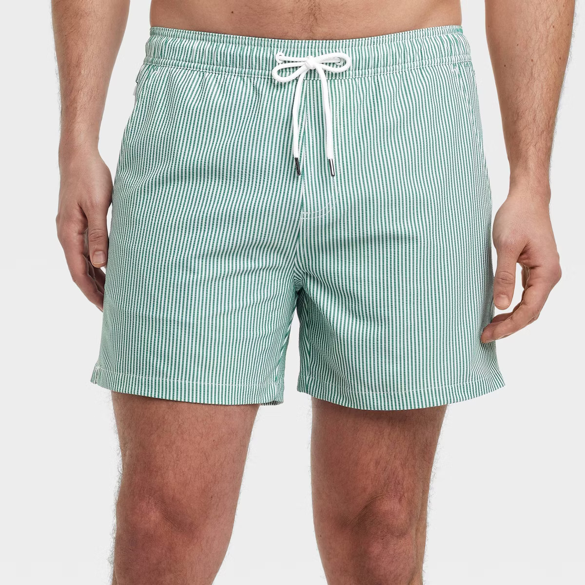 Men's 5'' Seersucker Swim Trunks - Goodfellow & Co™ Olive Green | Target