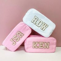 Nylon Pouch With Patches // Custom Large Pouch, Chenille Patch Makeup Bag, Travel Toiletry Bags For Her, Cosmetic Bridesmaid Gift | Etsy (US)