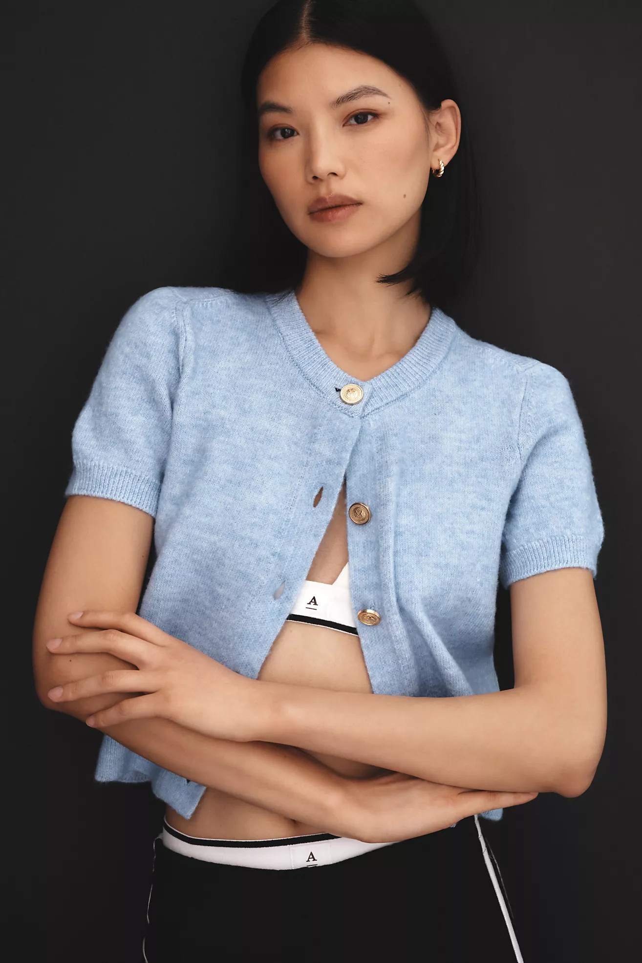 Maeve Short-Sleeve Cardigan Sweater | Anthropologie (US)