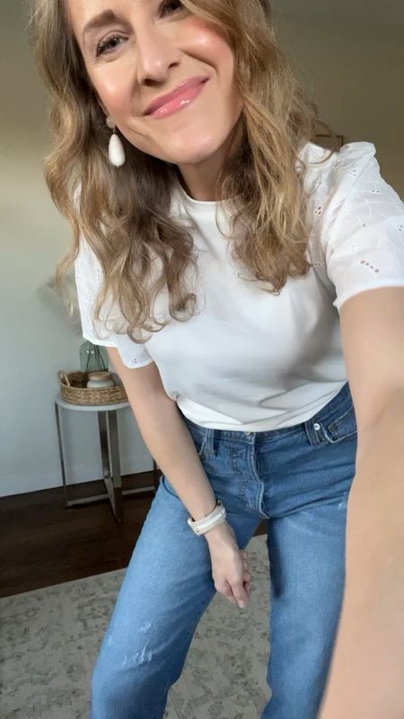 The cutest puff sleeve top for just $10.50 at Target, four colors, tts small here, the fabric is so nice and the white isn’t see through. Jeans tts 6, excellent budget option for the 90s straight leg look. 

#LTKstyletip #LTKfindsunder50 #LTKxTarget