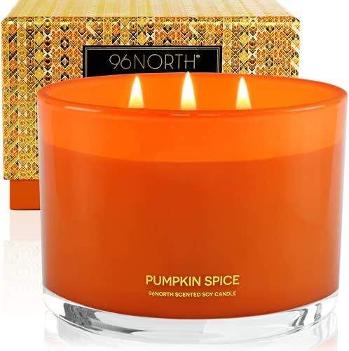 96NORTH Luxury Pumpkin Candle | Large 3 Wick | Pumpkin Spice Candle Decor | Fall Candle Gift | 10... | Amazon (US)