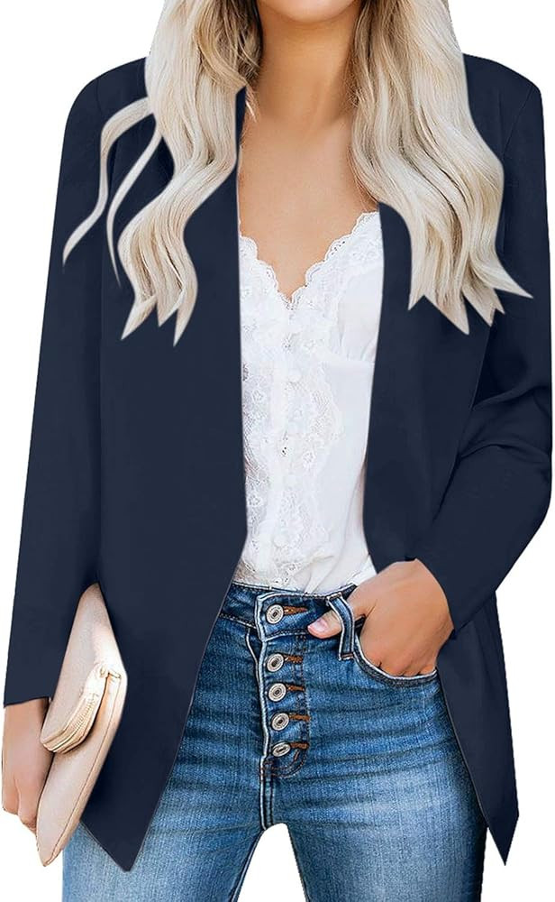 luvamia Women's Casual Long Sleeve Lapel Button Slim Work Office Blazer Jacket | Amazon (US)