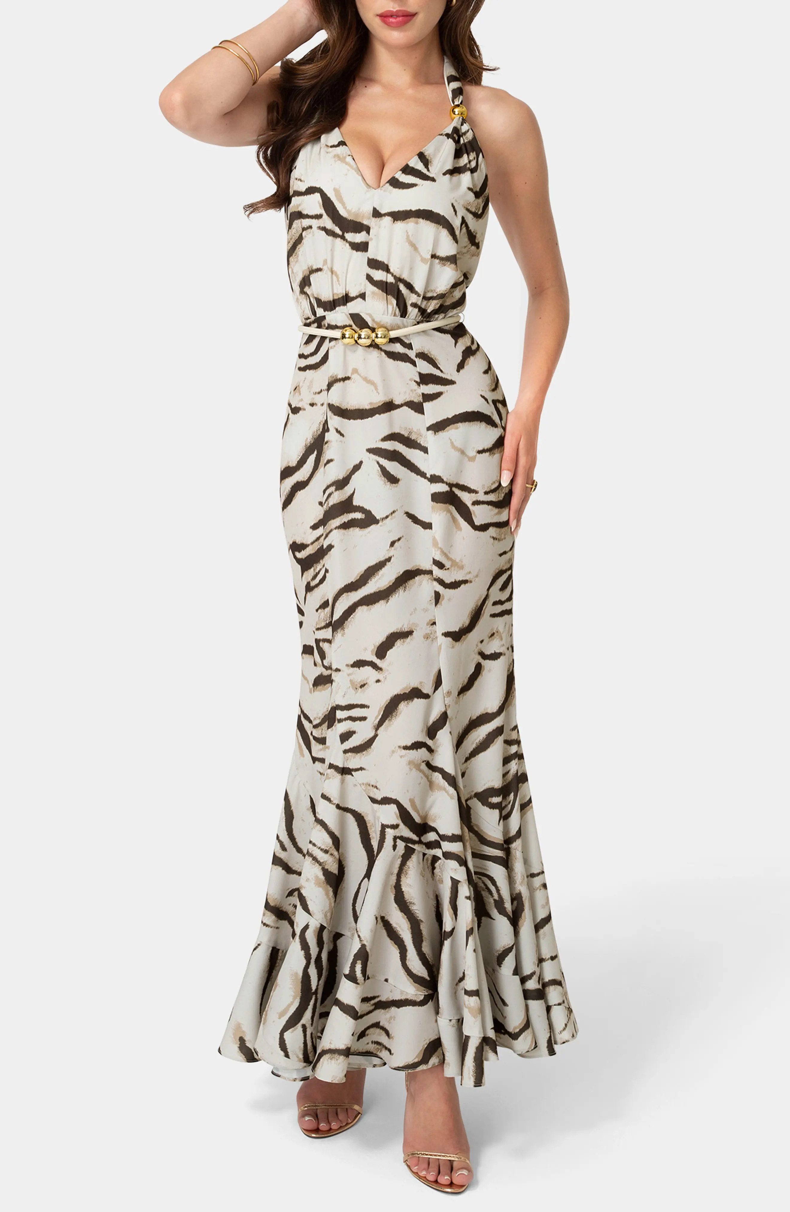 Animal Stripe Halter Maxi Dress (Women) | Nordstromrack | Nordstrom Rack