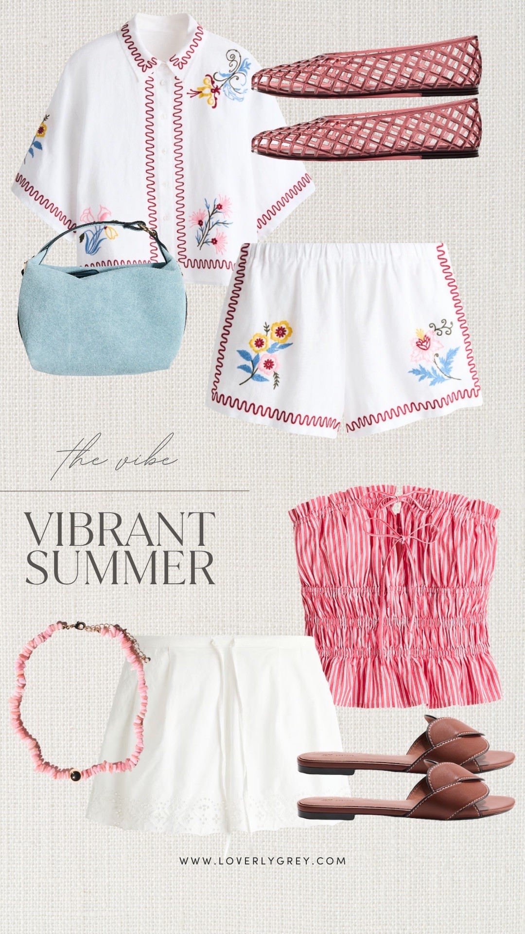The perfect pops of color for summer. This matching set is greys for brunch while the red top is great for summer holidays!