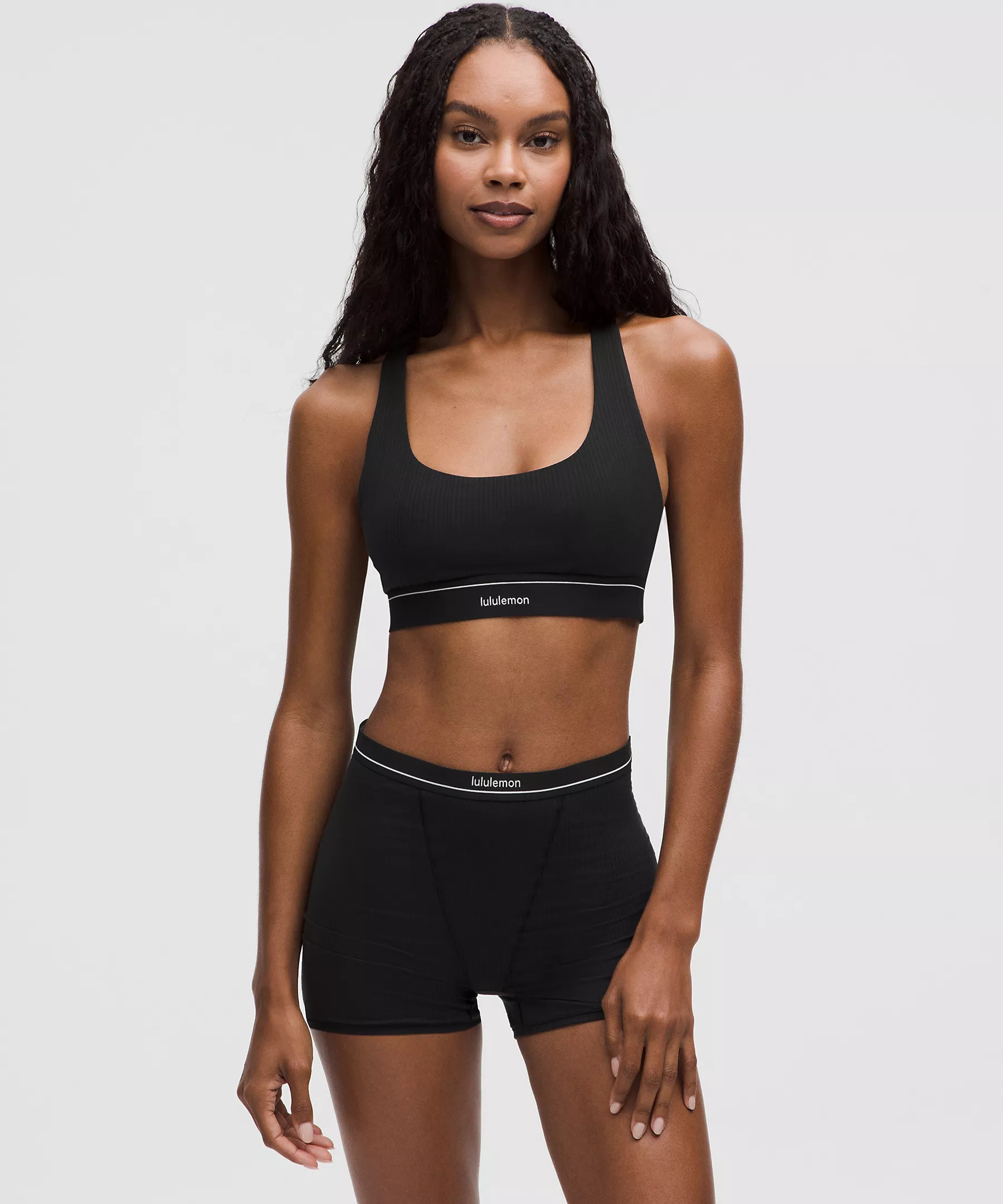 Stretch Cotton Ribbed Logo Racerback Bralette | Lululemon (US)