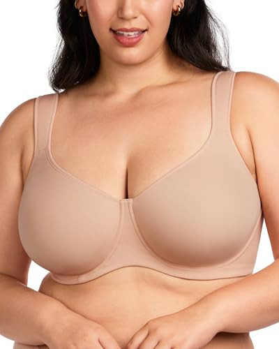 HSIA Bras for Women Minimizer Full Coverage, Plus Size T Shirt Unlined Underwire Smooth Bra, Seamless Cups Joan Ultimate Soft Taupe Beige | Amazon (US)