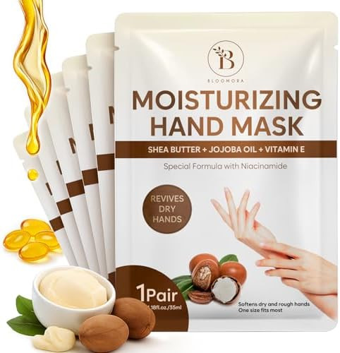 Repairing Hand Mask for Dry Cracked Hands, Hand Masks with Shea Butter, Jojoba Oil & Vitamin E, M... | Amazon (US)