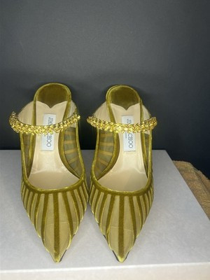 Jimmy Choo Bing 100 Green Suede Pointed-Toe Pumps Women's | eBay US