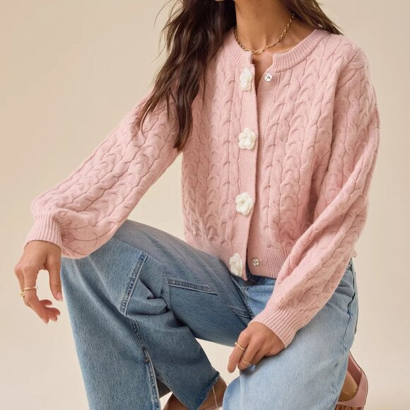 NEW Altar'd State Rose Cable Knit Sweater | Poshmark