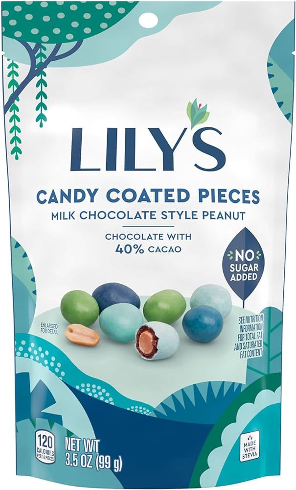 LILY'S Milk Chocolate Style Peanut No Sugar Added Candy Coated Pieces, Sweets Bags, 3.5 oz (3 Cou... | Amazon (US)