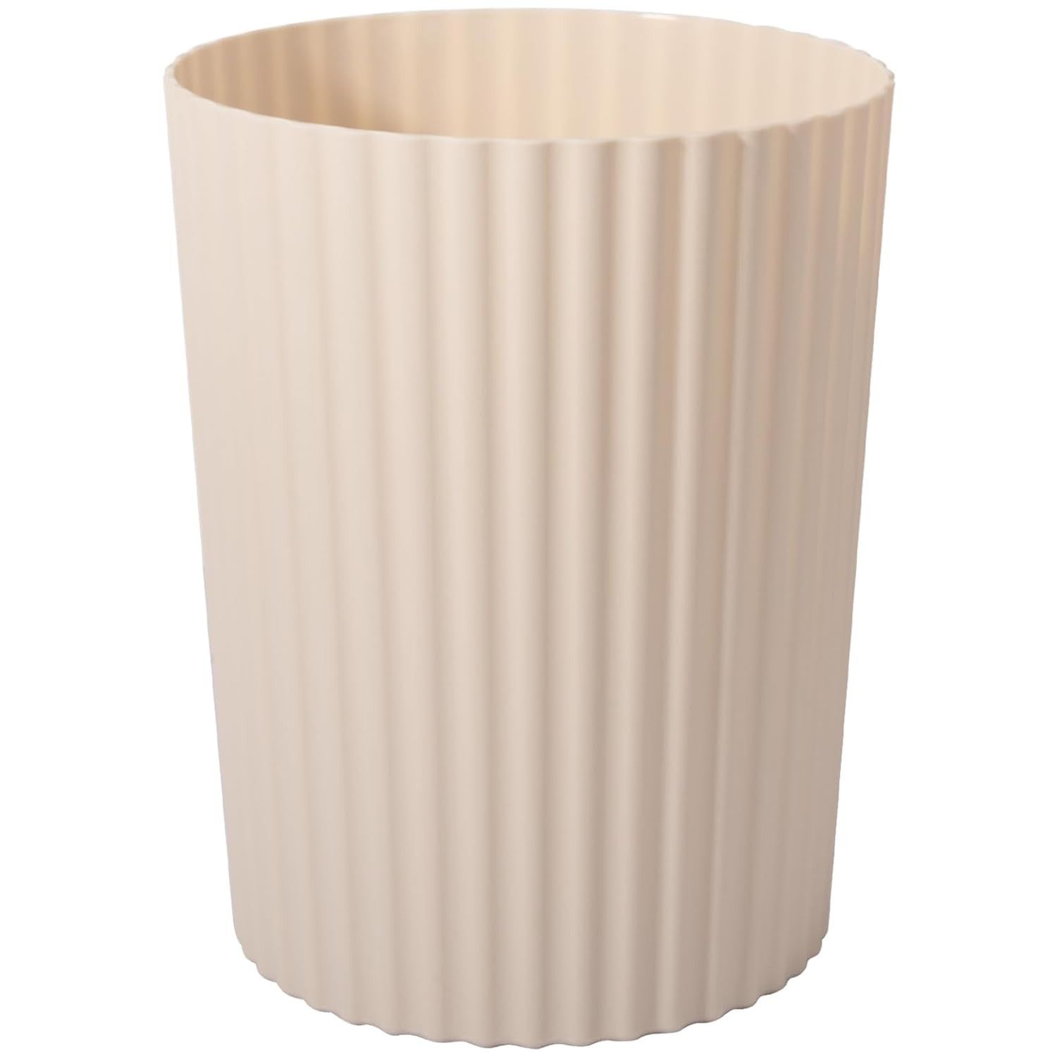 Small Trash Can Plastic Wastebasket Round Garbage Container Bin for Bathroom, Kitchen, Bedroom, Home Office, College Dorm, Beige | Amazon (US)