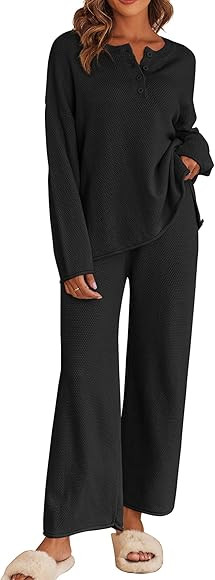 Ekouaer Pajama Set for Women 2 Piece Winter Matching Outfits Soft Knit Loungewear Sweater Sets | Amazon (US)