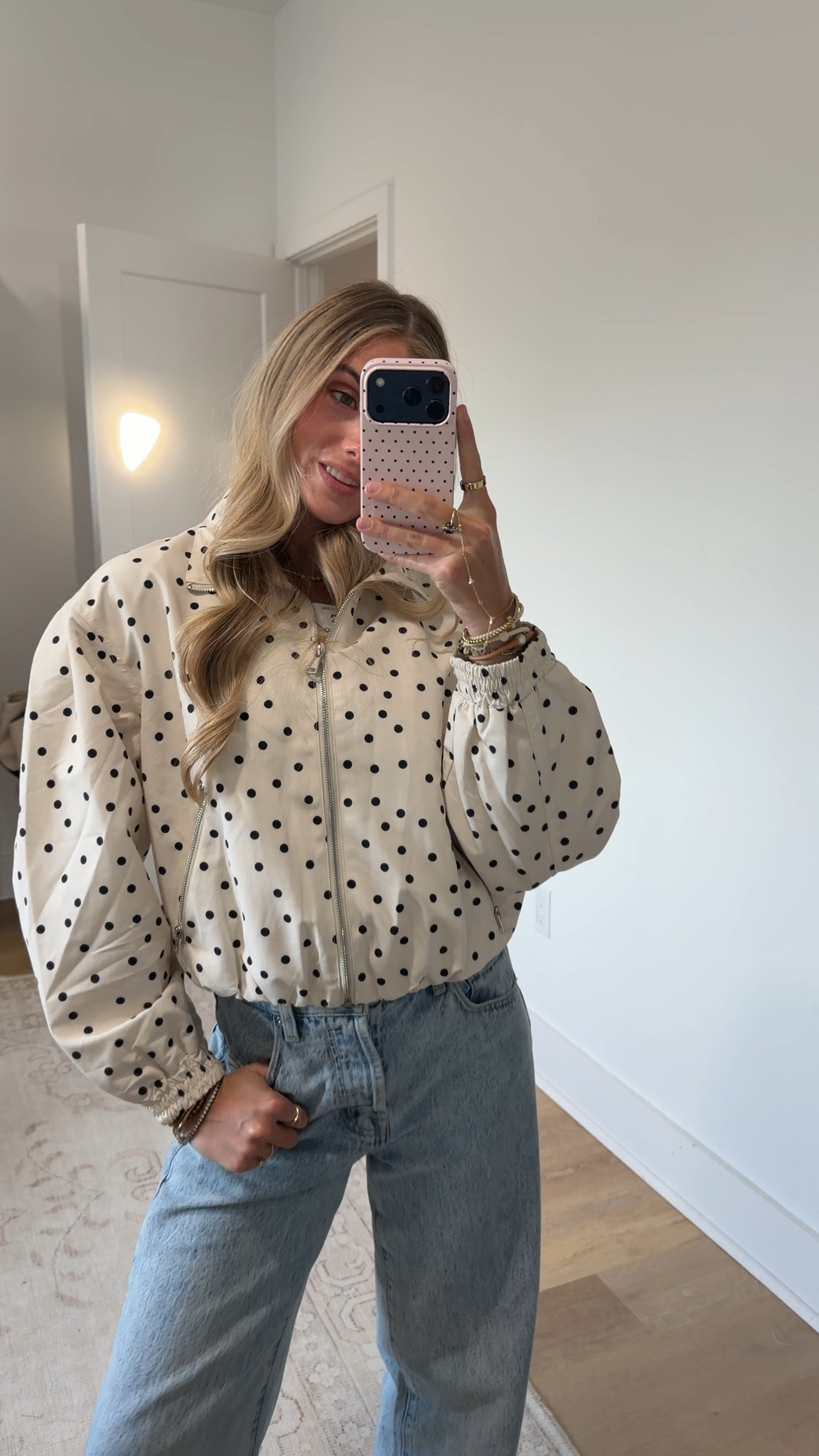 Amazon size small Chevara Women's Polka Dot Jacket Long Sleeve Stand Collar Cropped Coat

#LTKootd #LTKSeasonal #LTKSaleAlert