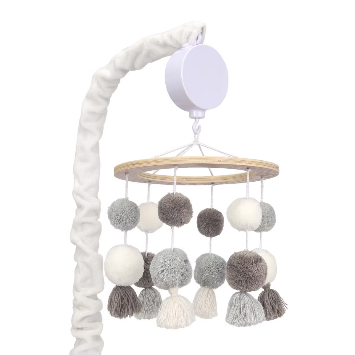 Lambs & Ivy Signature Pom Pom Musical Baby Crib Mobile - White/Gray | Target