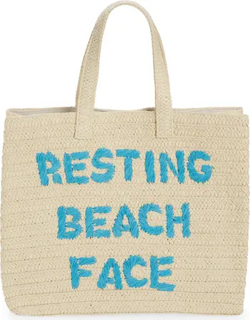 Resting Beach Face Straw Tote | Nordstrom