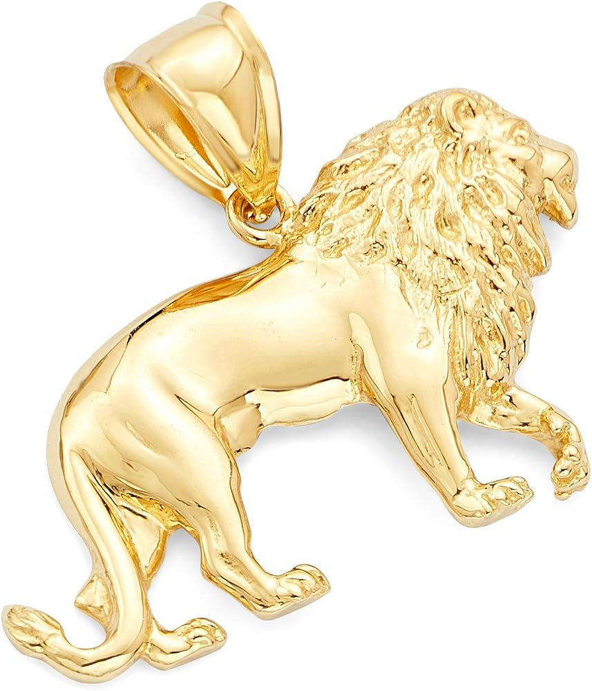 14k Yellow Gold Lion Pendant | Amazon (US)