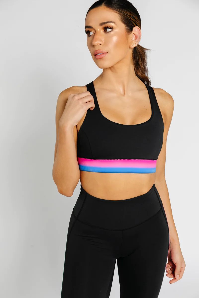 Cross Back Bra - Ombre Rainbow Stripe | IVL COLLECTIVE