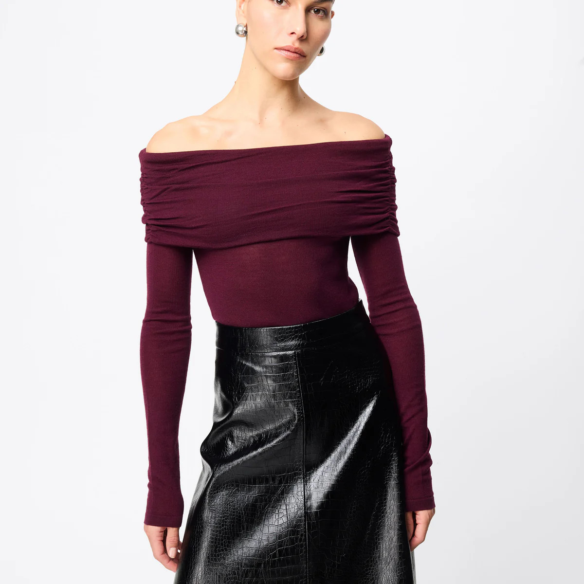 Maine Off Shoulder Merino Top | Mossman