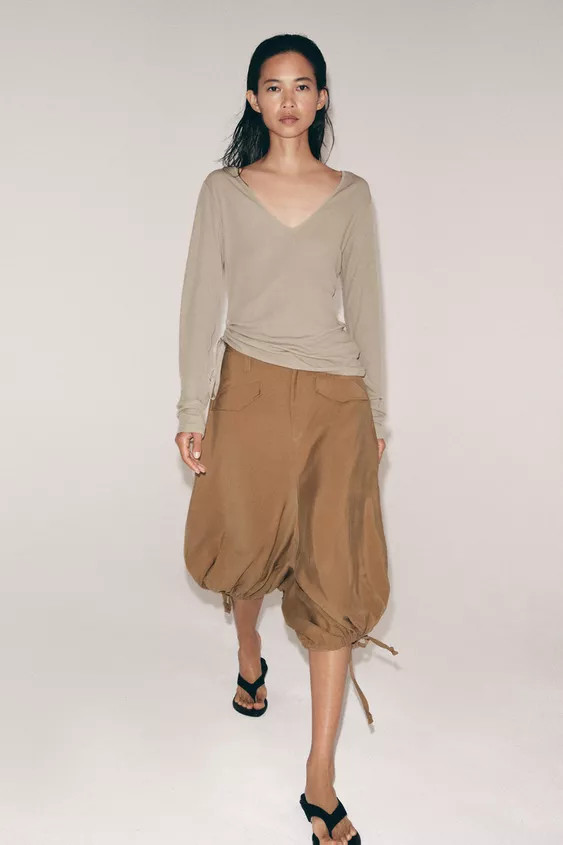 V-NECK T-SHIRT WITH TIES | Zara UK