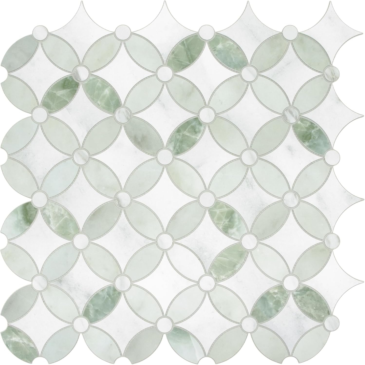 10-Sheet Peel and Stick Backsplash Coin Waterjet Tile, 11.2" x 11.2" Green Marble Looks Self Adhesive Wall Tile Stick on Backsplash for Kitchen, Bathroom, Fireplace, Shower | Amazon (US)