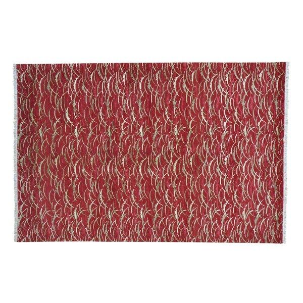 Red Tibetan Wool and Silk Hand-knotted Oriental Rug (6' x 9') | Bed Bath & Beyond