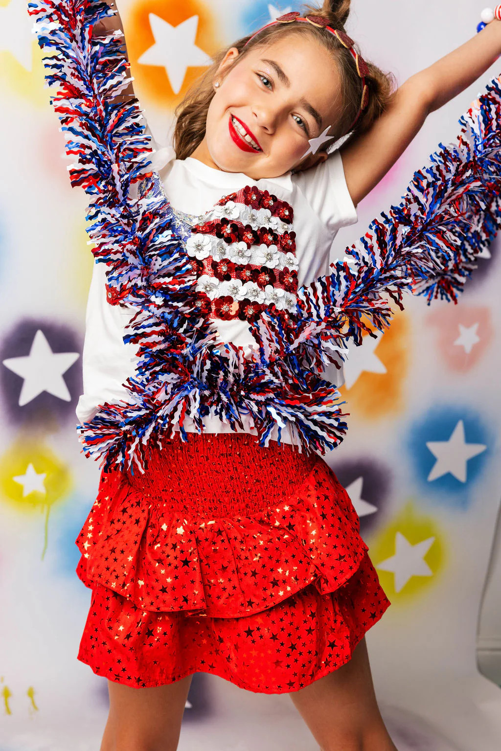 Kids Red Star Smocked Skort | Queen of Sparkles