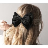 Large Statement Black Silky Hair Bow For Women, Wedding Dressy Bow, Clip, Giant Formal Silk French B | Etsy (US)