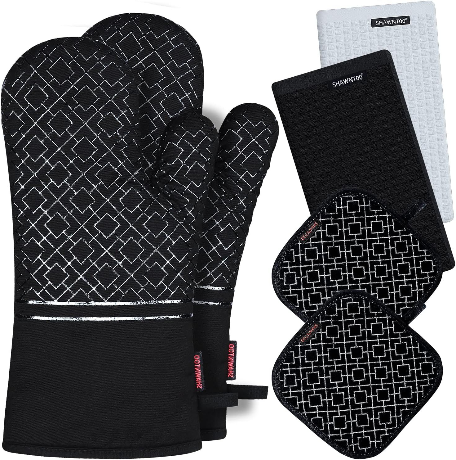 Oven Mitts and Pot Holders Set 6pcs, Kitchen Oven Glove,High Heat Resistant 550 Degree Extra Long... | Amazon (US)
