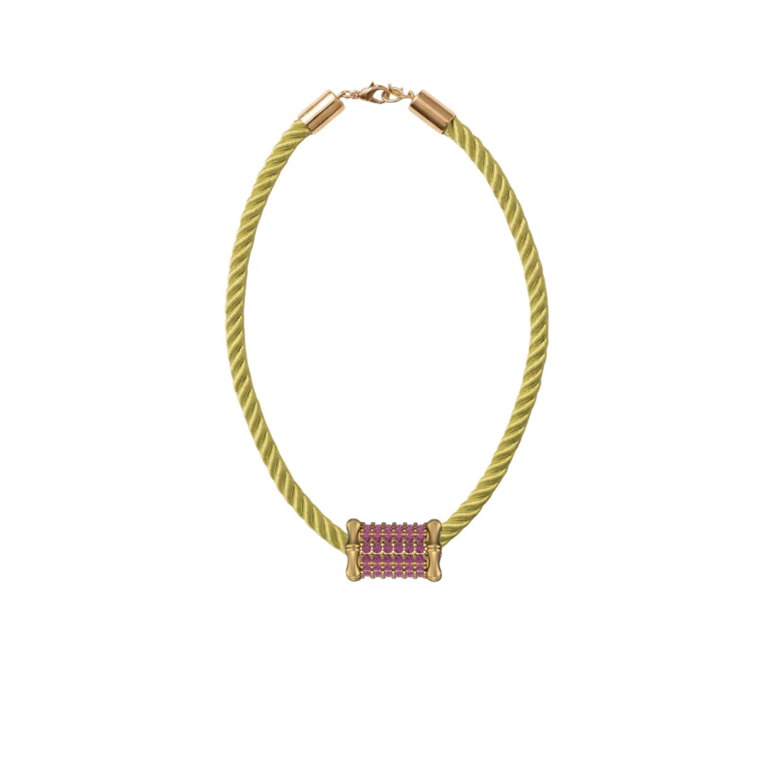 Large Bamboo Pink Sapphire Barrel Necklace | Henri Noel Fine Jewelry