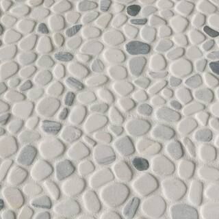 MSI Black/White Pebbles 11.42 in. x 11.42 in. x 10 mm Textured Marble Mosaic Tile (0.91 sq. ft.)-... | The Home Depot
