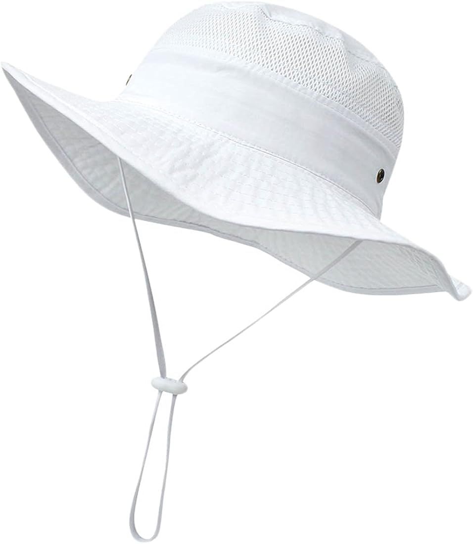 Baby Girl Sun Hat with UPF 50+ Outdoor Adjustable Beach Hat, Wide Brim Bucket Hats,Sun hat for Ba... | Amazon (US)
