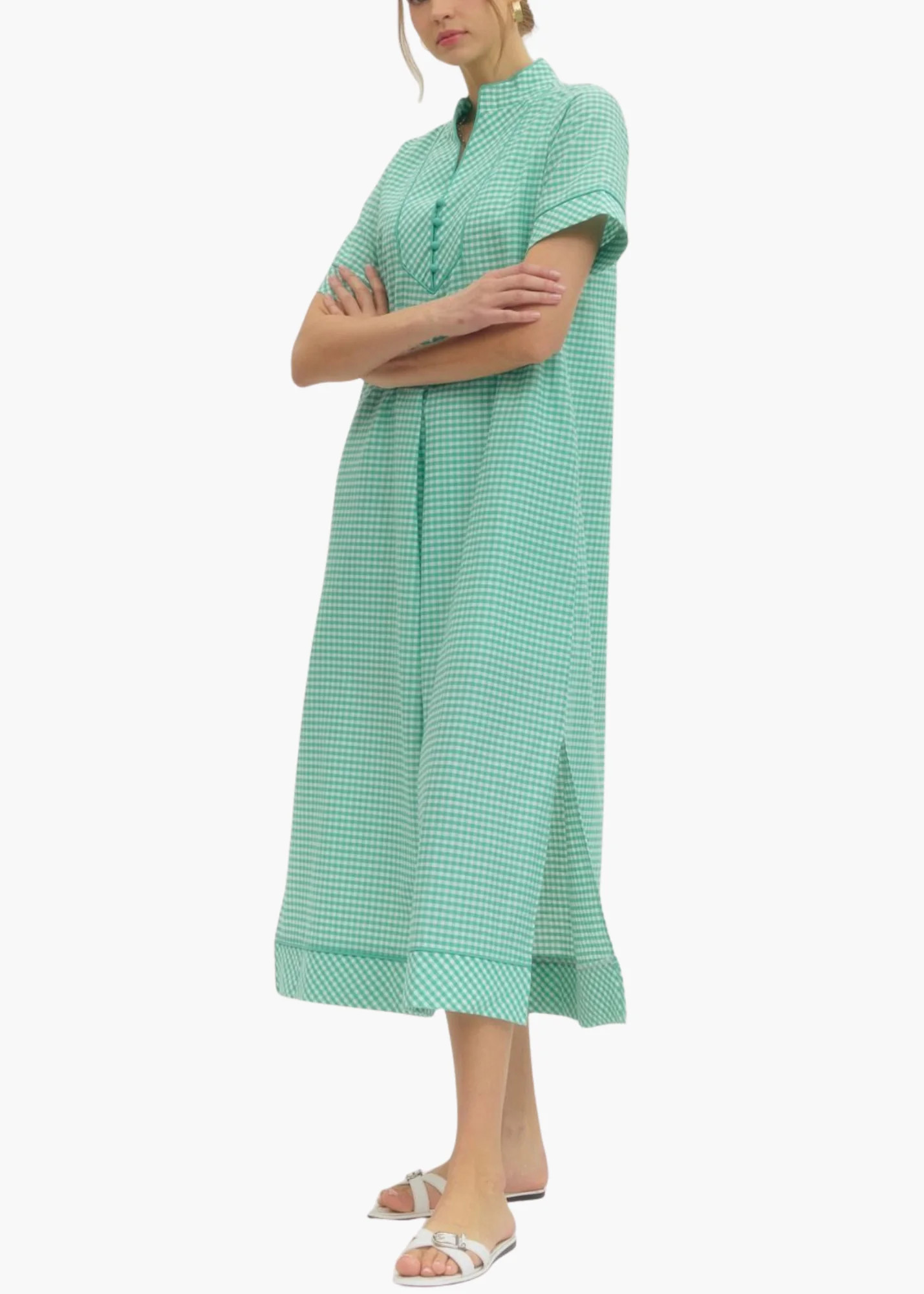 Brooke Caftan in Mint | Poppy and Pink
