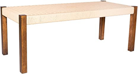 Amazon Brand – Stone & Beam Stella Modern Farmhouse Dining Bench, 47.2"W, Rubberwood, Brown / N... | Amazon (US)