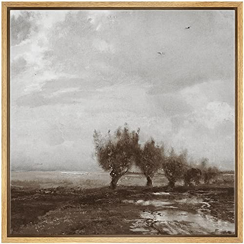 SIGNWIN Framed Canvas Print Wall Art Stormy Autumn Winter Pastoral Tree Landscape Nature Wilderness Illustrations Fine Art Farmhouse/Country Minimal for Living Room, Bedroom, Office - 24"x24" Natural | Amazon (US)