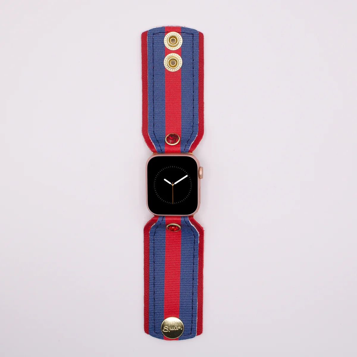 Luxe Red & Blue Rigatela Customizable Watchband | Spark*l