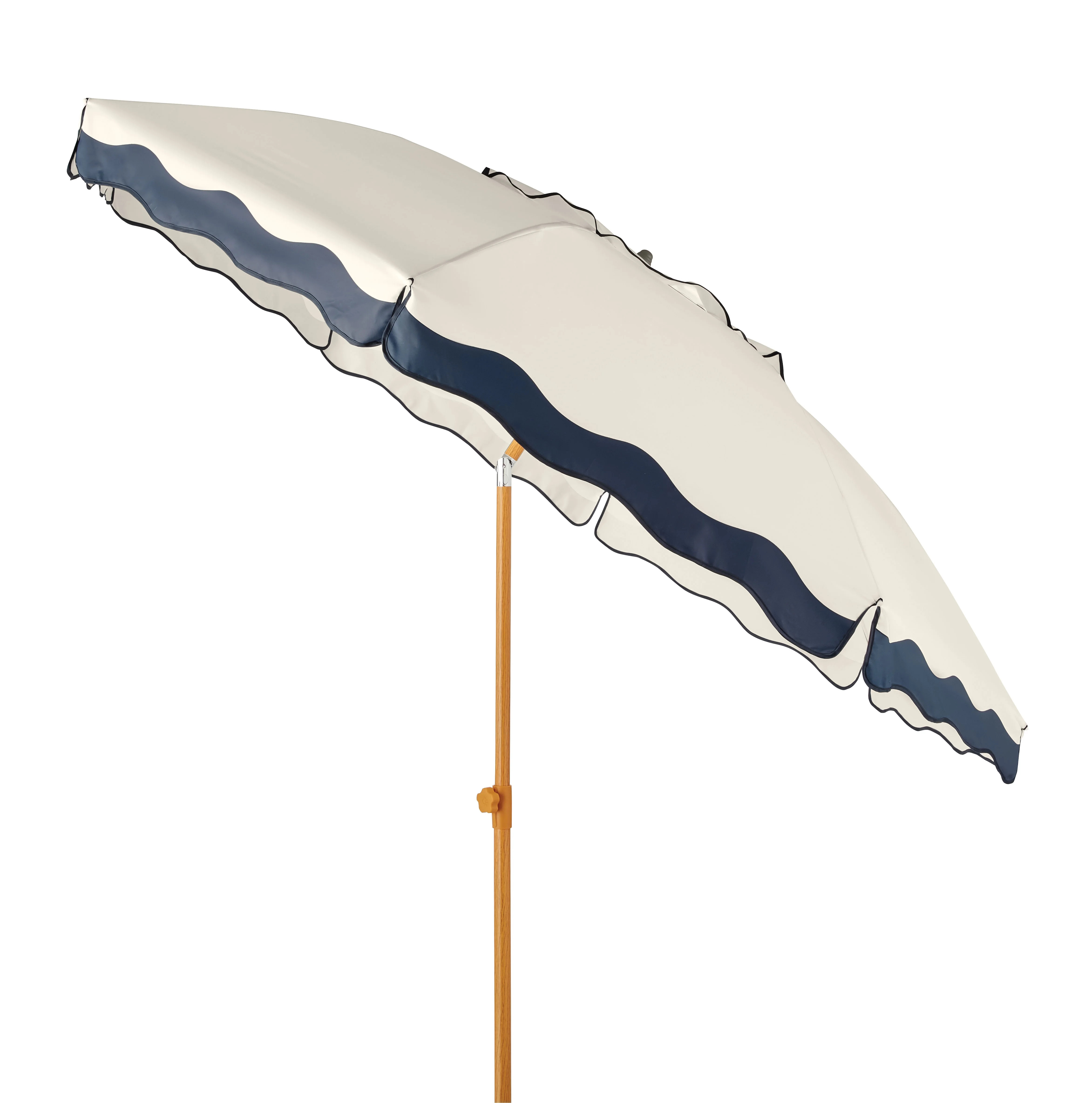 Mainstays 7.5' Resort Beach Umbrella with Tilt, Sand Anchor, Cream Color, Scallop Flap, UV 50+ Su... | Walmart (US)