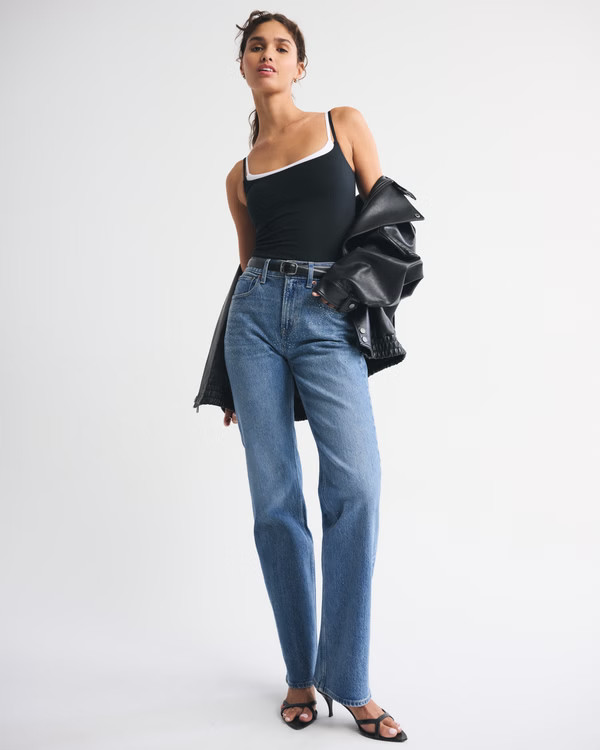 High Rise 90s Relaxed Shiny Embellished Jean | Abercrombie & Fitch (US)