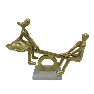 17 Inches Metal Couple on Seesaw Sculpture, Gold | Bed Bath & Beyond