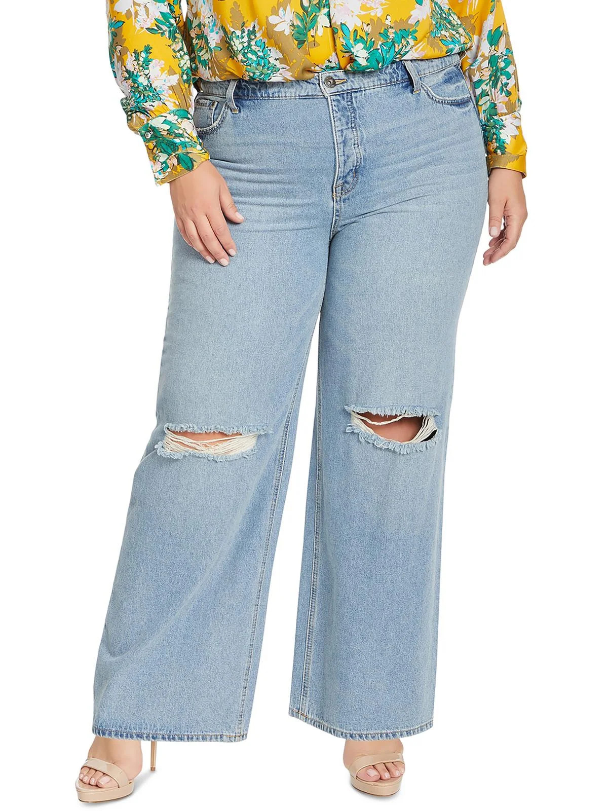 Jessica Simpson Womens Plus Soulmate Relaxed High Rise Wide Leg Jeans | Walmart (US)
