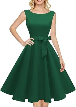 Hanpceirs Women's Boatneck Sleeveless Swing Vintage 1950s Cocktail Dress New | Amazon (US)