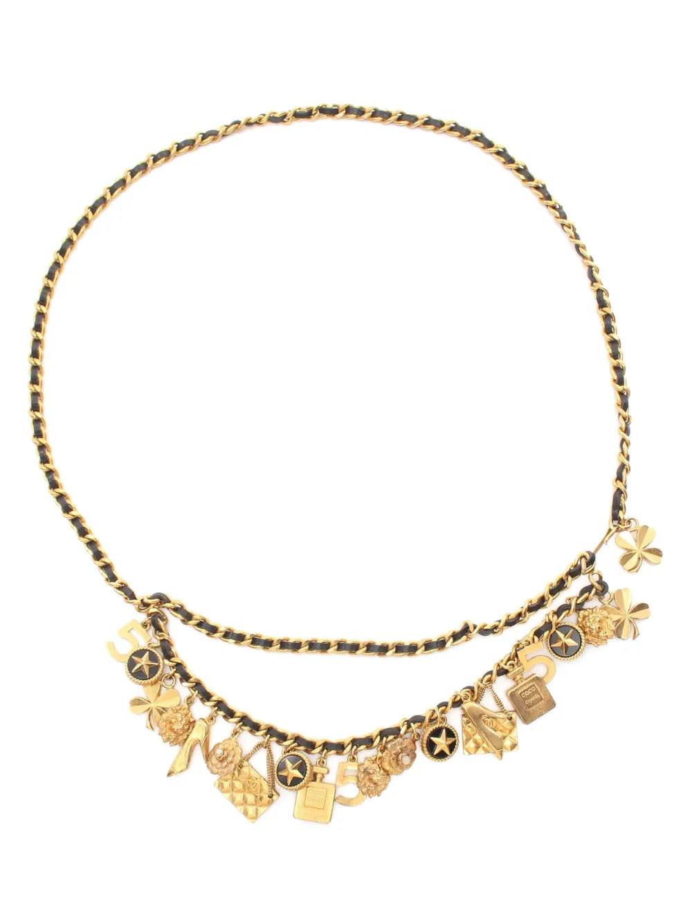 CHANEL Pre-Owned 1986-1988 Icon chain-link leather belt - Black | Farfetch Global